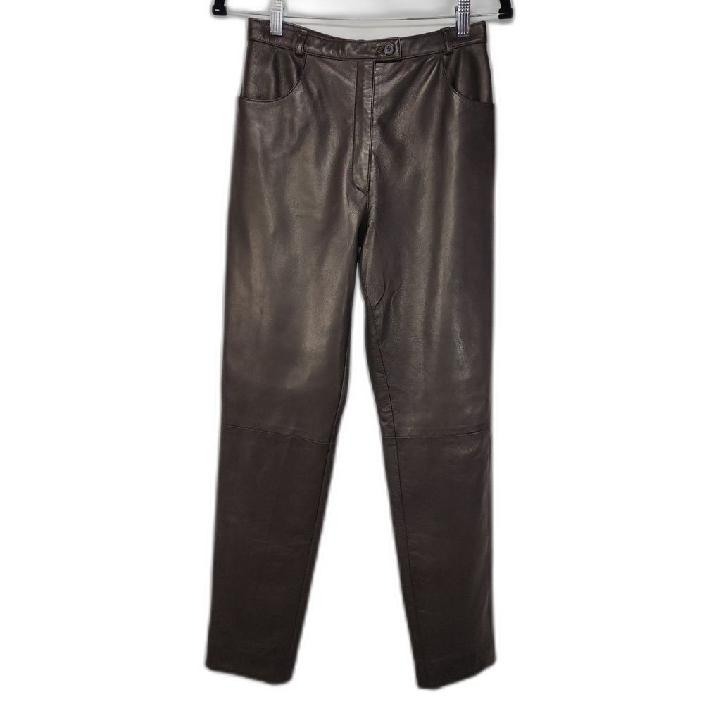 Vintage Iris Singer Collection Women's Brown 100% Leather Pants Size 2